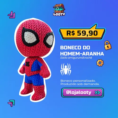 Homem-Aranha Estilo Amigurumi/Crochê
