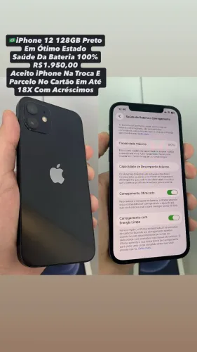 iPhone 12 128GB | Saúde Da Bateria 100% Usado