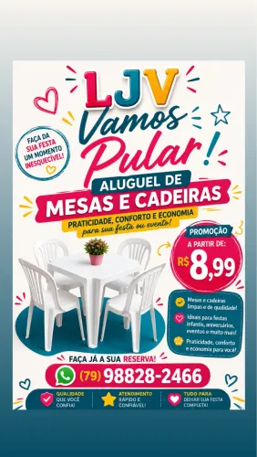 Aluguel de mesas e cadeiras