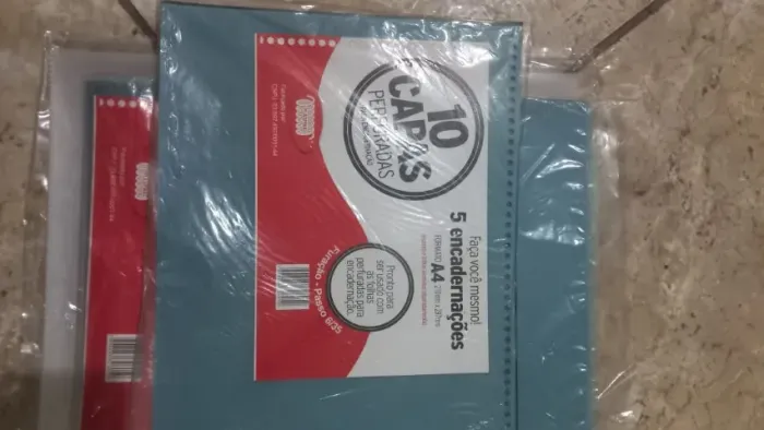 Capas para encadernação, pastas e porta folhas
