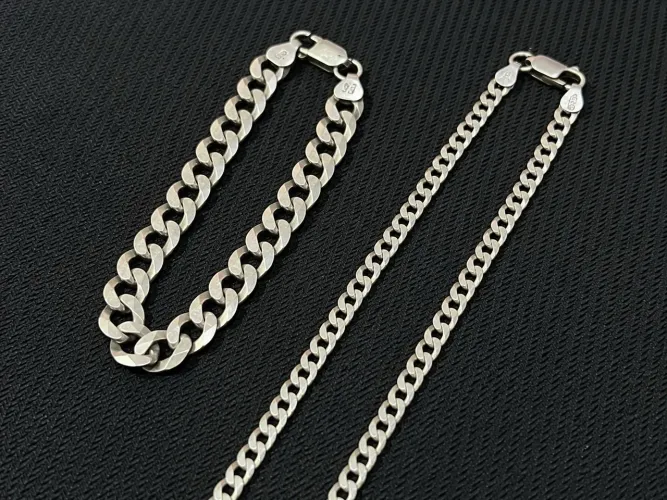 Conjunto Prata 925 Legítima - Corrente + Pulseira Grumet