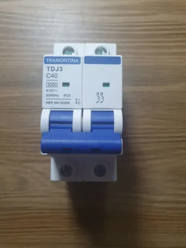 Disjuntor Bipolar Tramontina TDJ3 C40 40A Curva C 2P 415V 3kA Novo