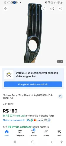 Moldura farol de milha polo