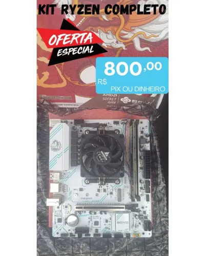 OFERTA - KIT GAMER RYZEN - SOYO B450M + Ryzen 5 1600 + 8GB DDR4 3200MHz + Cooler