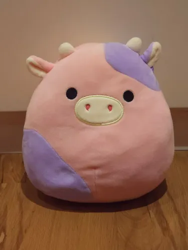 Squishmallow vaquinha rosa e roxa 12 cm usada ÓTIMO estado