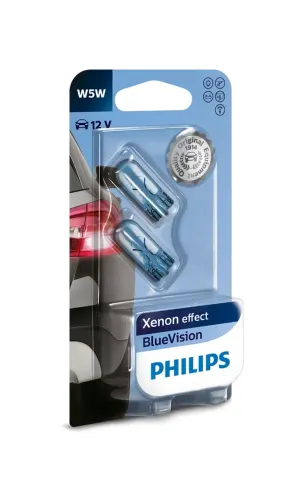 Par Lâmpada Pingo T10 Super Branca Blue Vision W5w Philips