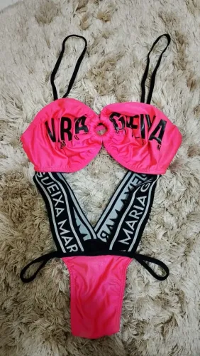 Maiô Maria Queixa Original/Luxo/Preto e Rosa/TAM:M