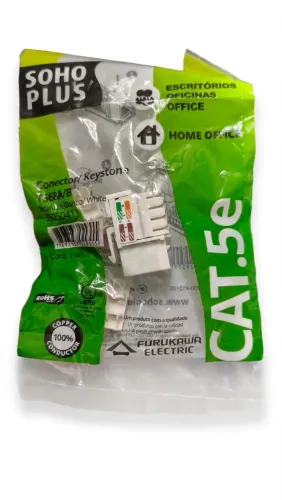 Kit C/10 Keystones Fêmea Soho Plus Rj45 CAT5e Branco