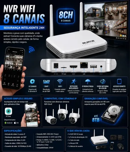 ? NVR WI-FI 8 CANAIS