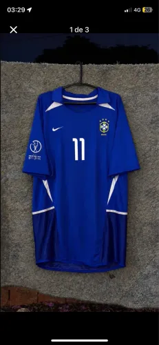 Camisa Seleção Brasileira II - Copa do Mundo 2002 Azul