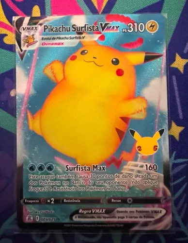 Carta Pikachu Surfista Vmax Sp Celebrações Pokemon TCG