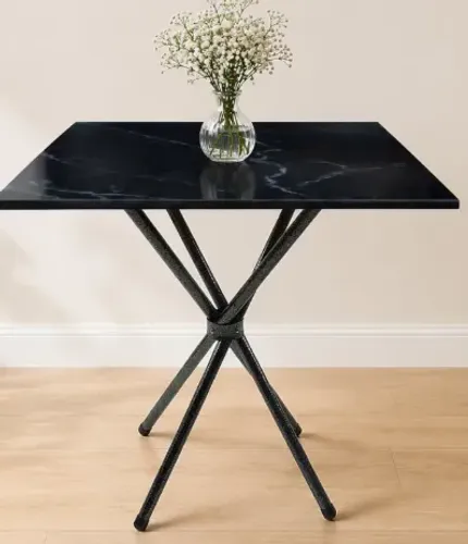 Conjunto Sala de Jantar 1 Mesa Tampo Granito Quadrado 4 Cadeiras