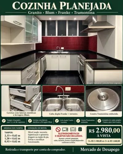 COZINHA PLANEJADA COM GRANITO, BLUM E FRANKE
