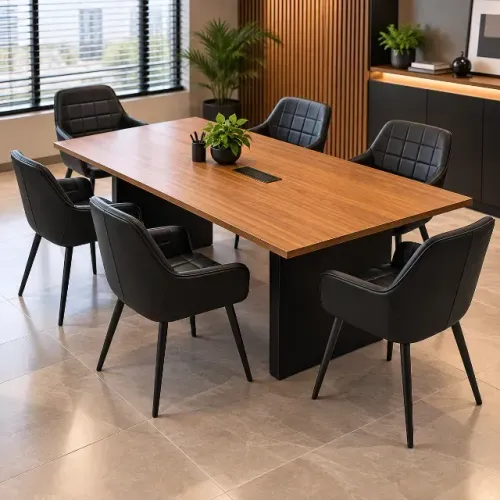 MEsa de reuniao 2x0,9 completa com 6 poltronas a Pronta entrega com cx p/tomadas