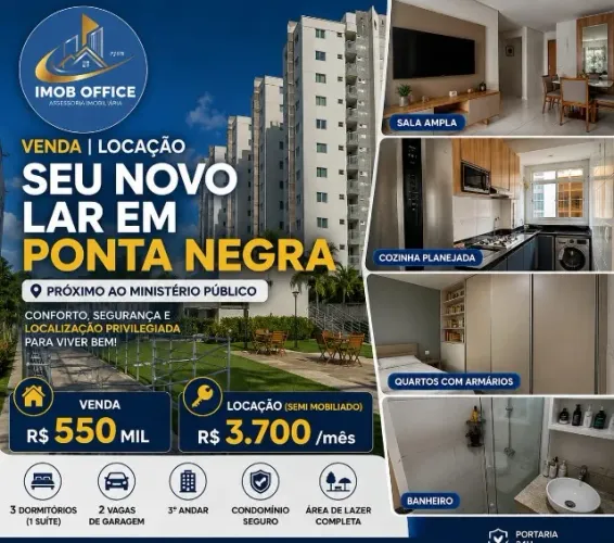 Predileto Ponta Negra, 3 dormitorios com suite