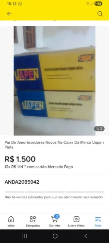 Par de amortecedores japen na caixa, nunca usado, 0 km.