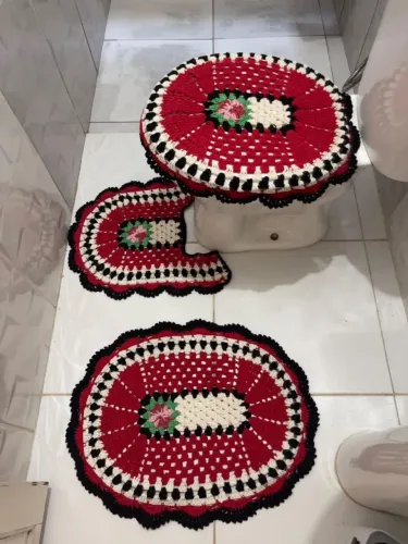 Conjunto de banheiro de crochê 