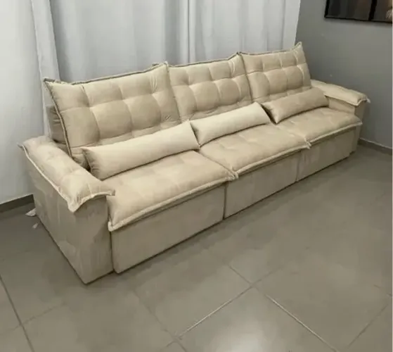 Sofá Modular Orion 6 Lugares Retrátil e Reclinável em Veludo 3,10m