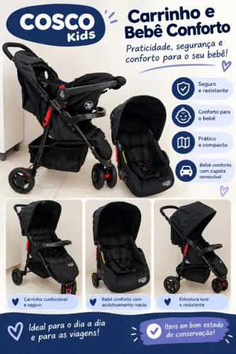 Carrinho de bebê + Bebê conforto Cosco (PERFEITO ESTADO)