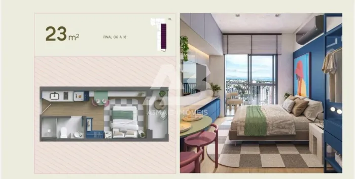 REVENDA - Studio à venda, 23m² por R$344.479 no Centro, Curitiba/PR