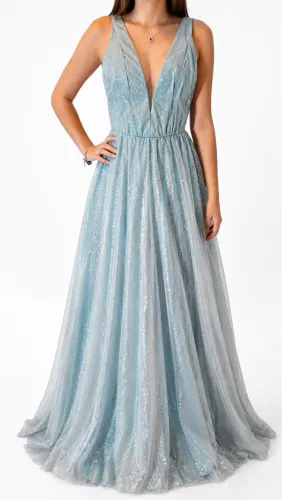 Vestido de festa azul brilhante