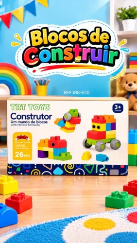 Kit Construtor 26 Peças - Blocos de Montar Infantil TRT Toys
