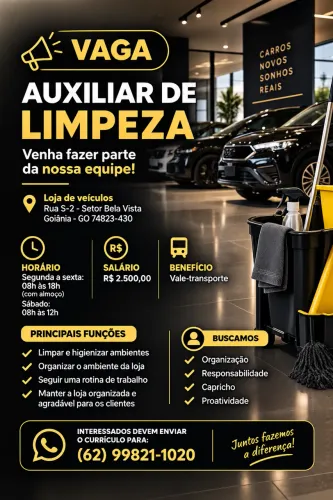 Auxiliar de Limpeza - EXCLUSIVO P MULHERES