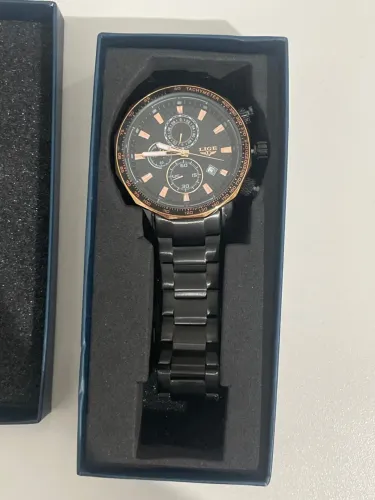 Relógio Masculino LIGE Cronógrafo Preto com Rosé - Novo na Caixa?