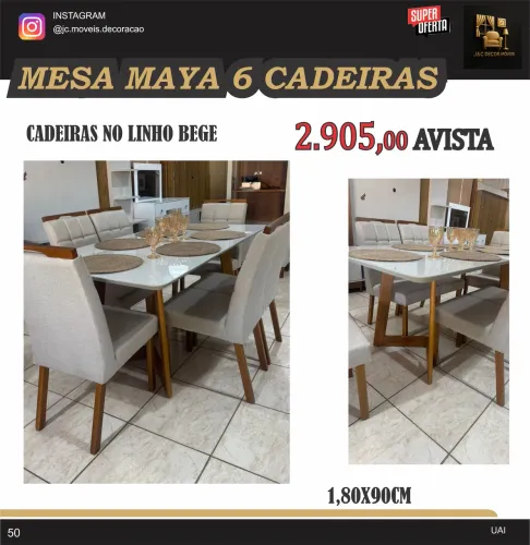 MESA MAYA 6 CADEIRAS DE MADEIRA 