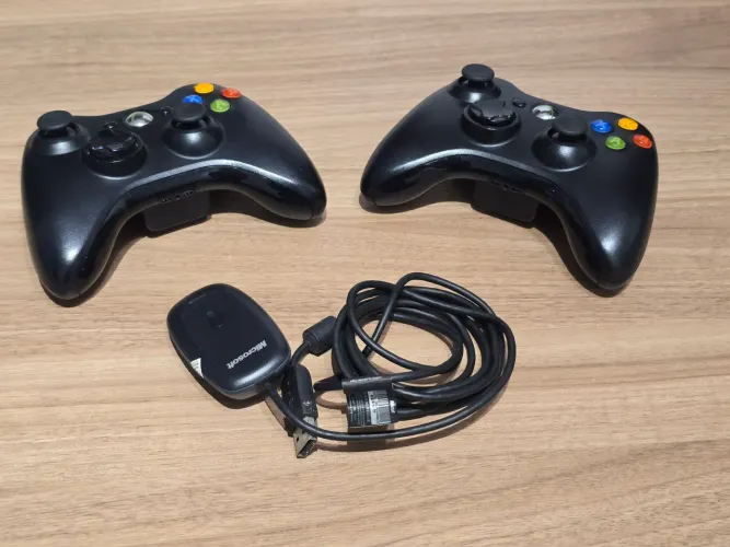 Kit 2 Controles Xbox 360 Sem Fio + Receptor PC (Originais)