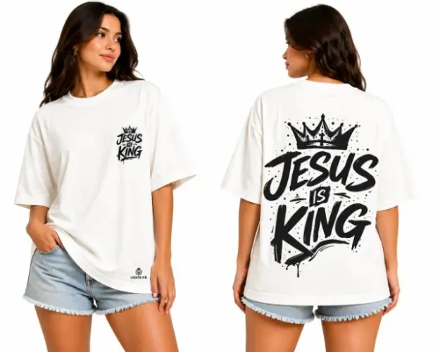 CAMISETA CRISTÃ OVERSIZED 100% ALGODÃO - MARCA VESTE FÉ