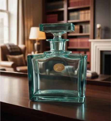 Garrafa Licoreira Vintage Cristal Tcheco Verde Água - Oferta Namorados!
