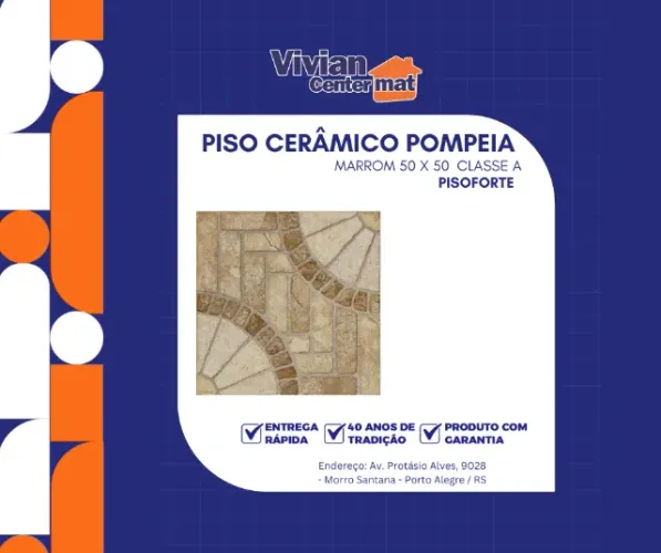 Piso cerâmico Pompeia Marrom 50 x 50 - Pisoforte 