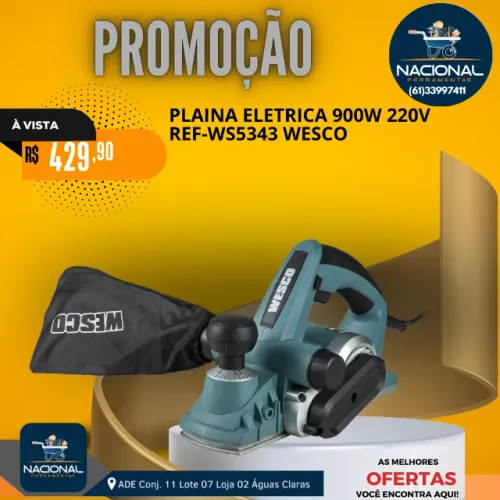 Plaina Elétrica 3mm 900W Profissional WS5343U Wesco