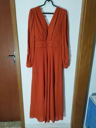 vestido longo de festa Terracota