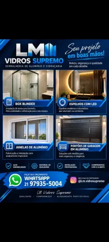 Tudo em blindex , alumínio e espelhos você encontra aqui