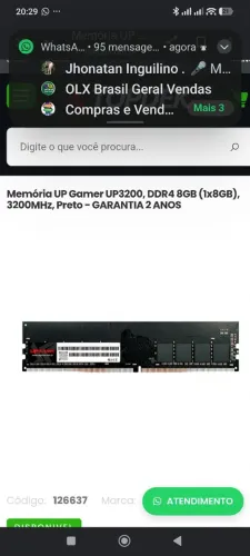 Memória Up Gamer UP3200, DDR4 8GB (1X8GB), 3200MHZ