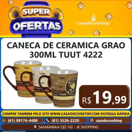 CANECA DE CERAMICA GRAO 300ML TUUT 4222
