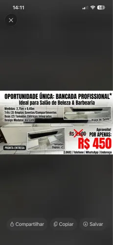 Bancada de salão e barbearia