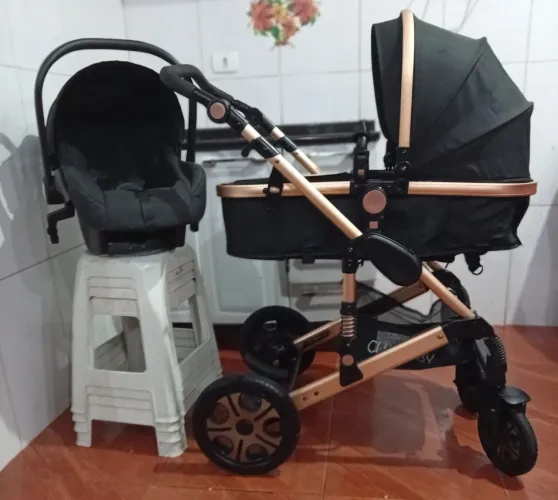 Carrinho de bebê completo 3 em 1 modelo europeu 