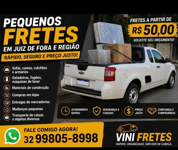 Pequenos Fretes em Juiz de Fora | Rápido, Seguro e Preço Justo