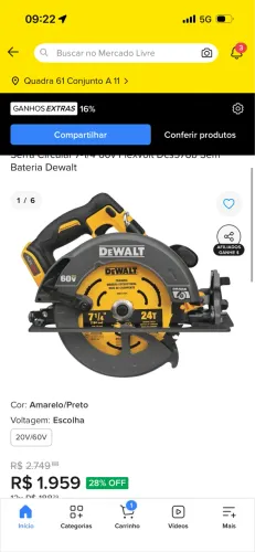 Serra circular Dewalt 20/60v flexvolt