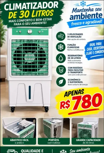 Pague menos climatizador 30 litros preço de fábrica entrega grátis