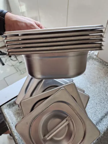 6 Cubas inox para buffet 1/6 com tampa 