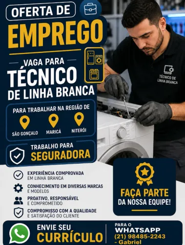 VAGA DE EMPREGO PARA MANUTENÇAO DE APARELHOS DE LINHA BRANCA