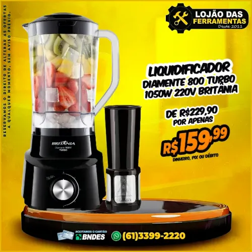 Liquidificador Diamente 800 Turbo 1050w 220v Britânia