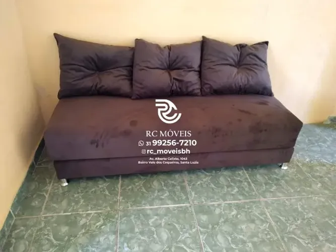 Sofá Cama estruturada Bicama estruturada 1,70m Suede de qualidade D33 Compacto e Funcional