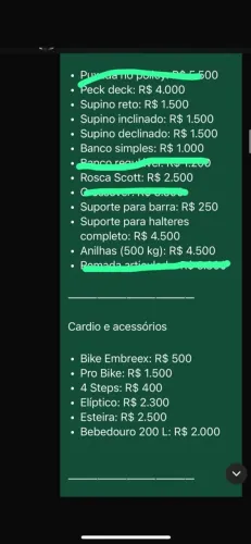 Equipamentos academia