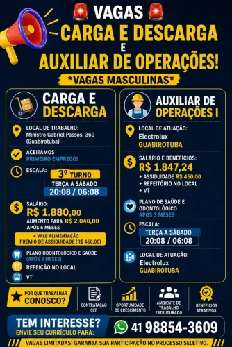 ? OPORTUNIDADE DE EMPREGO - INÍCIO IMEDIATO! ?