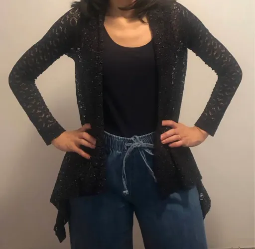 CARDIGAN ALONGADO PRETO (M)